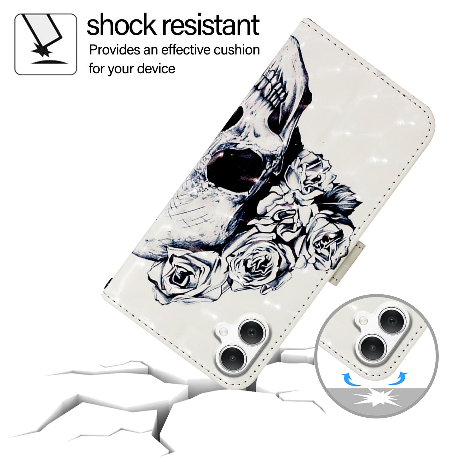 For Samsung Galaxy A06 Leather Case YB Pattern Printing Leather Series-2 Pattern Printing Wallet Stand Cover - Skull For Samsung Galaxy A06 Leather Case YB Pattern Printing Leather Series-2 Pattern Printing Wallet Stand Cover - Skull